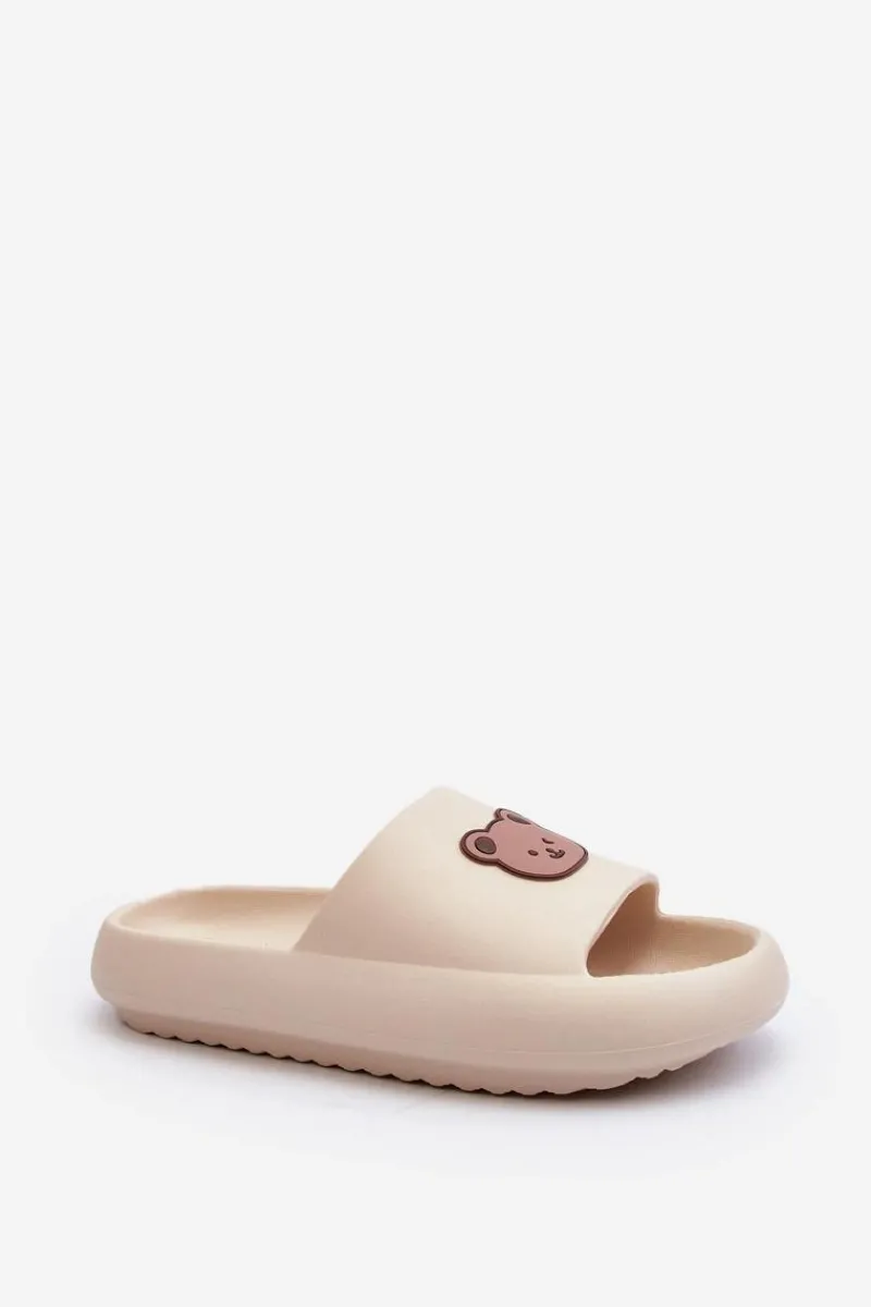 Klapki Basenowe|Klapki Damskie Klasyczne>Boto Lekkie Damskie Piankowe Klapki Z Misiem Jasnobeżowe Lia