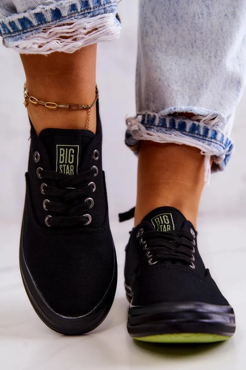 Trampki Damskie Big Star|Trampki Damskie Niskie>Big Star Shoes Lekkie Damskie Tenisówki Big Star JJ274261 Czarne