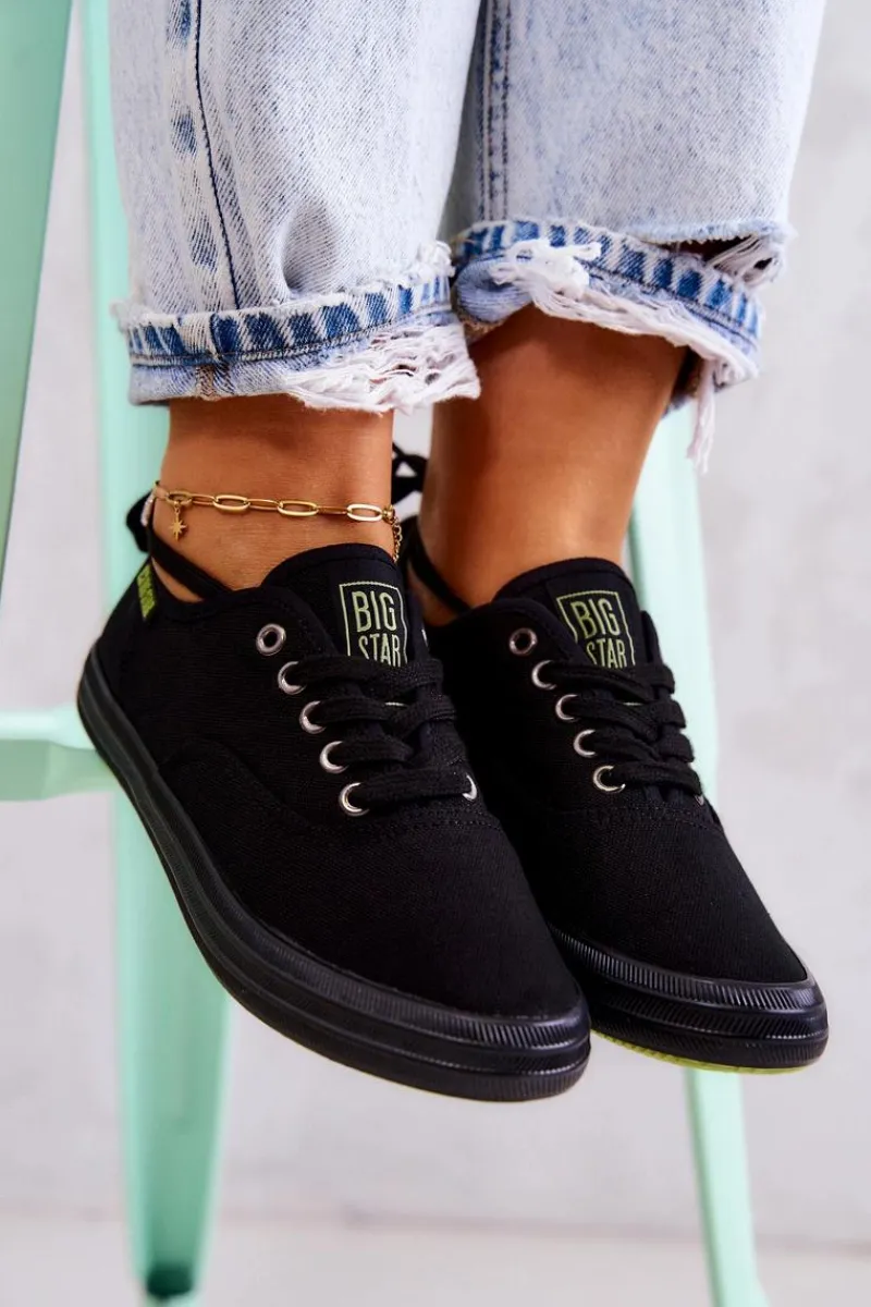Trampki Damskie Big Star|Trampki Damskie Niskie>Big Star Shoes Lekkie Damskie Tenisówki Big Star JJ274261 Czarne