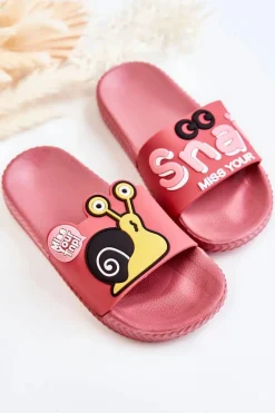 Clearance Boto Lekkie Dziecięce Klapki Ciemnoróżowe Snail