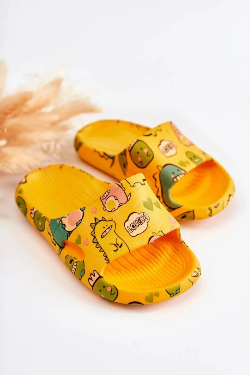 Lekkie Dziecięce Klapki Dinozaury Pomarańczowe Astro Dzieci Chłopięce
