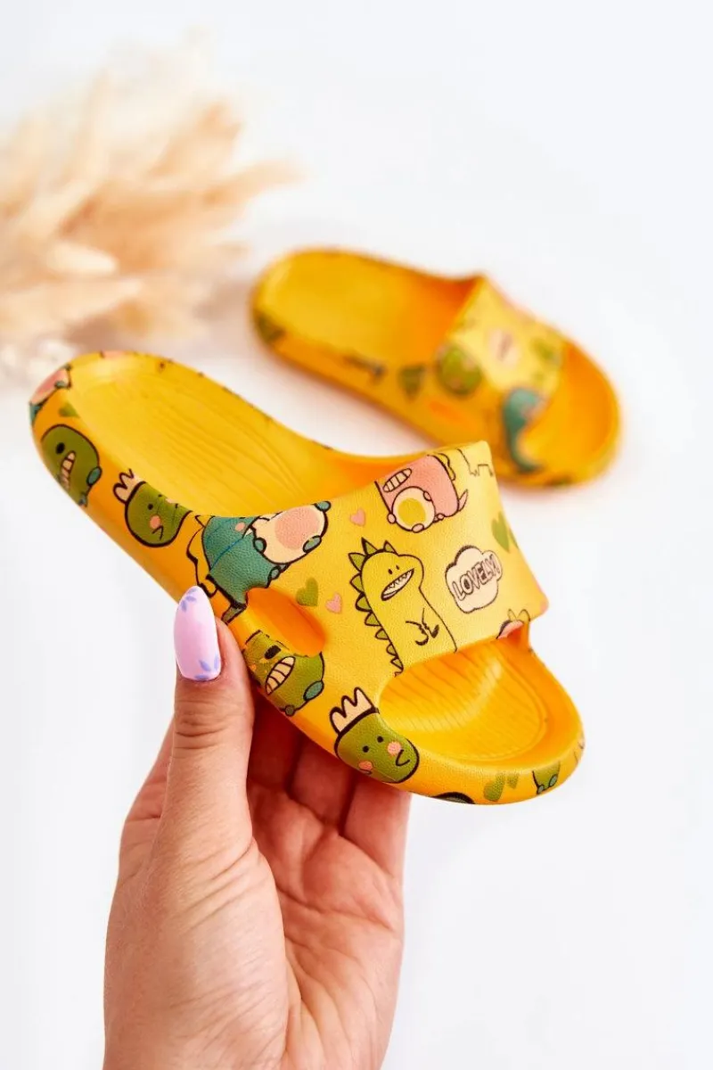 Lekkie Dziecięce Klapki Dinozaury Pomarańczowe Astro Dzieci Chłopięce