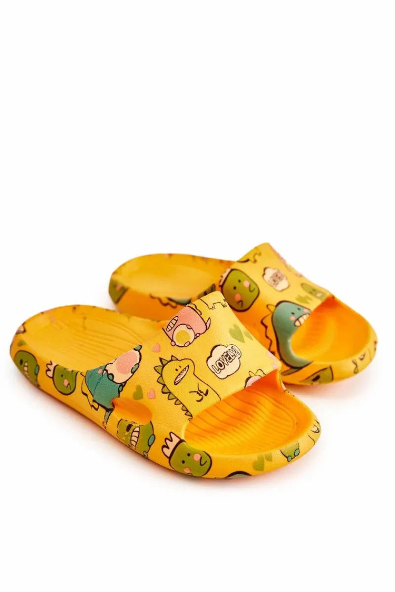 Lekkie Dziecięce Klapki Dinozaury Pomarańczowe Astro Dzieci Chłopięce