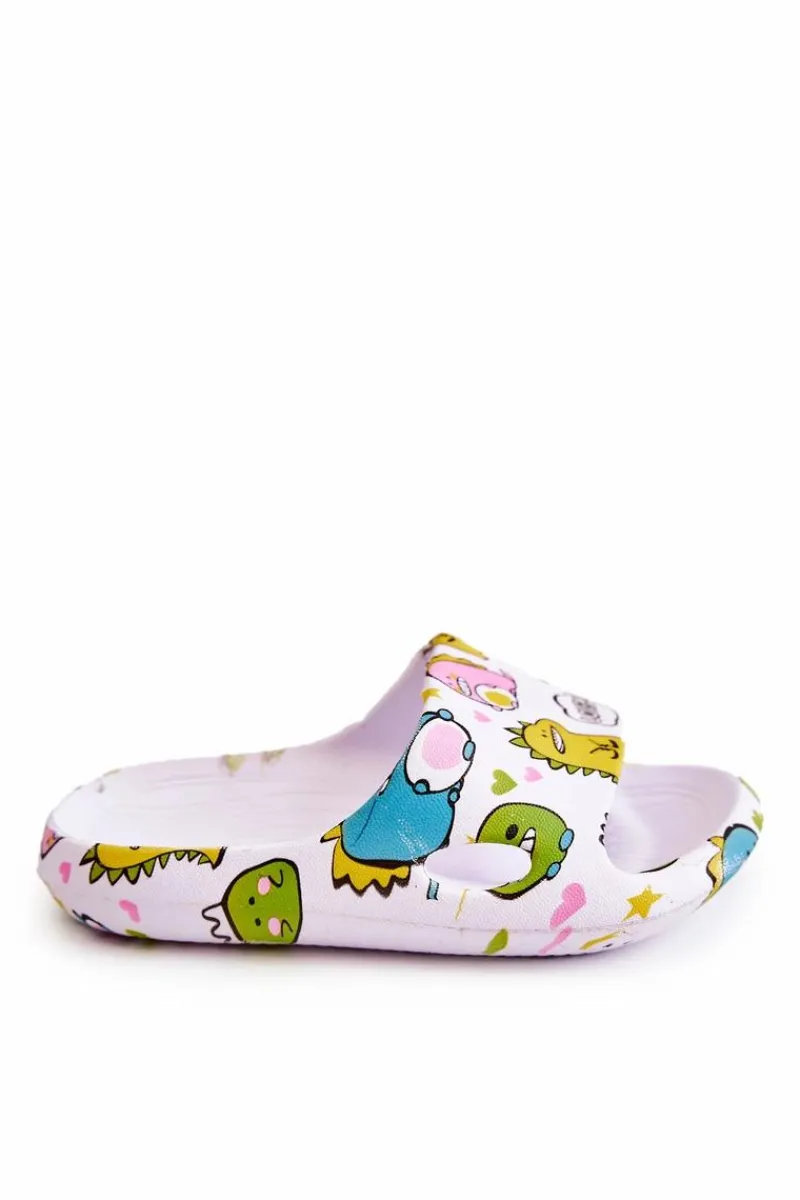 Boto Lekkie Dziecięce Klapki Dinozaury Białe Astro