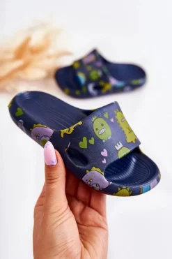 Hot Boto Lekkie Dziecięce Klapki Dinozaury Granatowe Astro