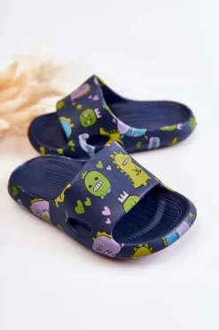 Hot Boto Lekkie Dziecięce Klapki Dinozaury Granatowe Astro