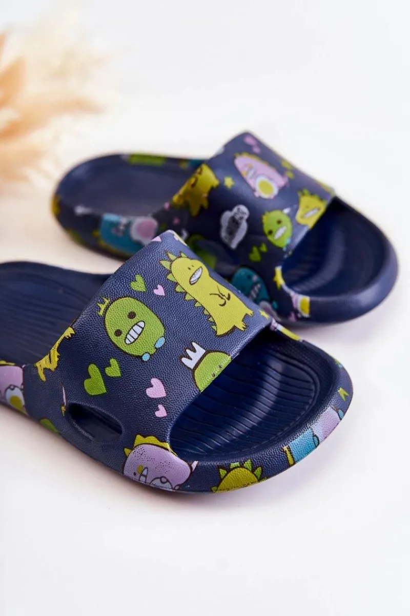 Hot Boto Lekkie Dziecięce Klapki Dinozaury Granatowe Astro