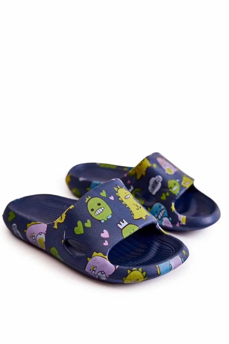 Hot Boto Lekkie Dziecięce Klapki Dinozaury Granatowe Astro