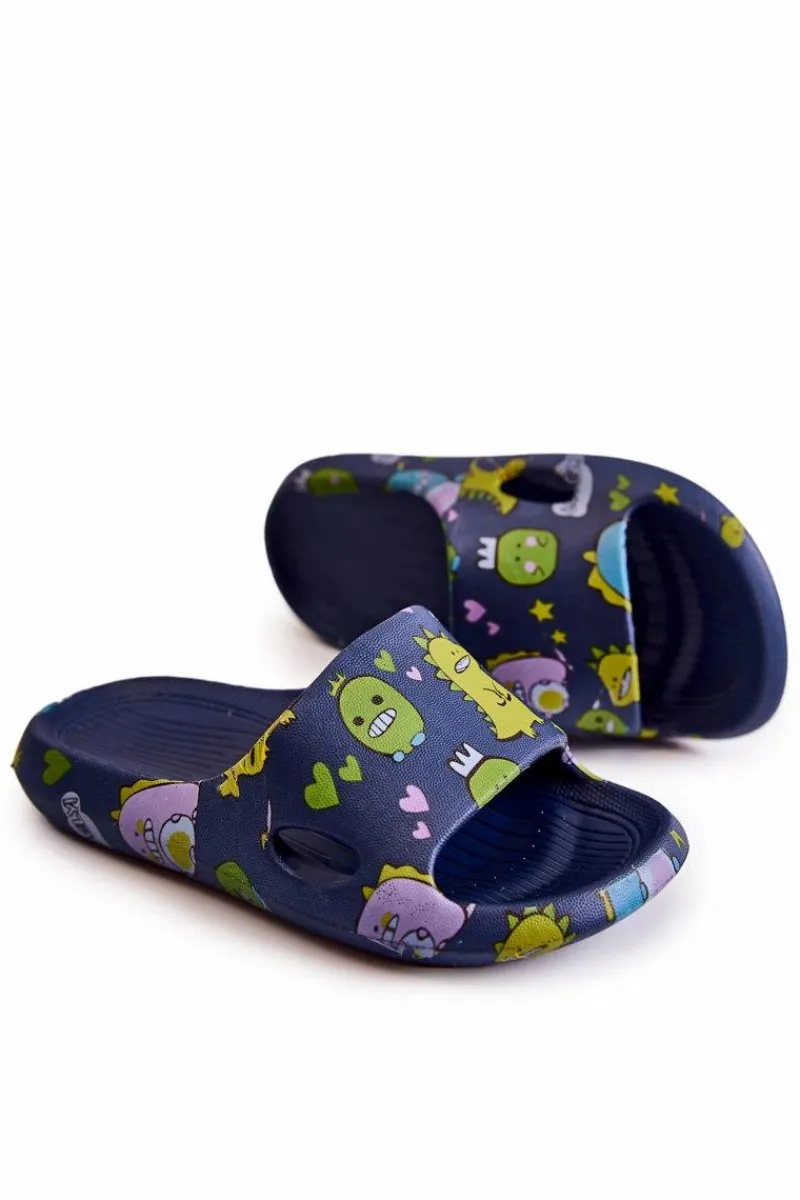 Hot Boto Lekkie Dziecięce Klapki Dinozaury Granatowe Astro