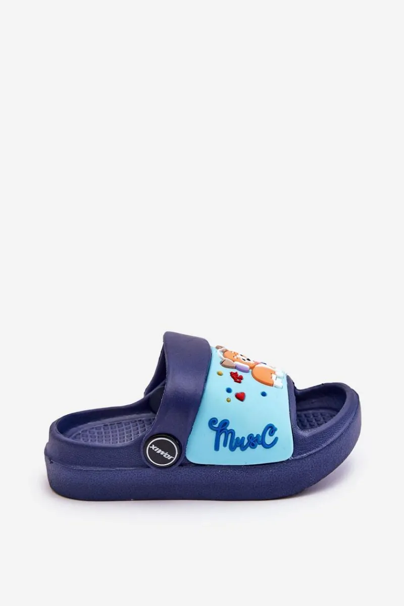 New Boto Lekkie Dziecięce Klapki Sandałki Z Motywem Pieska Granatowe Rico