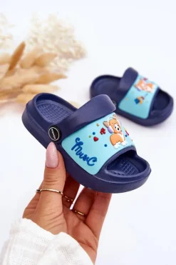 New Boto Lekkie Dziecięce Klapki Sandałki Z Motywem Pieska Granatowe Rico