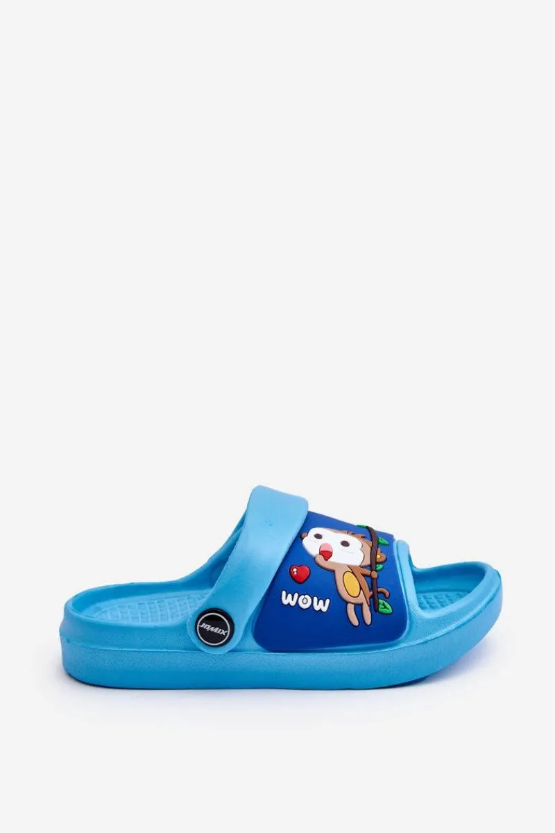 Chłopięce|Chłopięce>Boto Lekkie Dziecięce Klapki Sandałki Z Motywem Zwierzątka Niebieskie Rico
