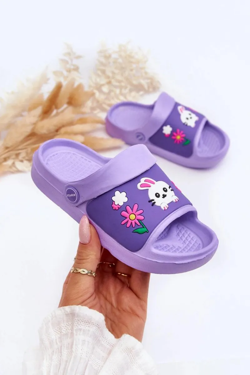Dziewczęce|Dziewczęce>Boto Lekkie Dziecięce Klapki Sandałki Z Motywem Zwierzątka Fioletowe Rico