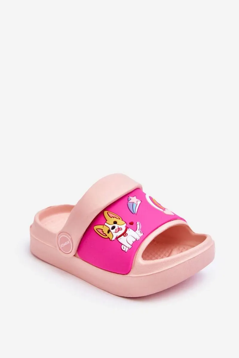 Boto Lekkie Dziecięce Klapki Sandałki Z Motywem Pieska Różowe Rico