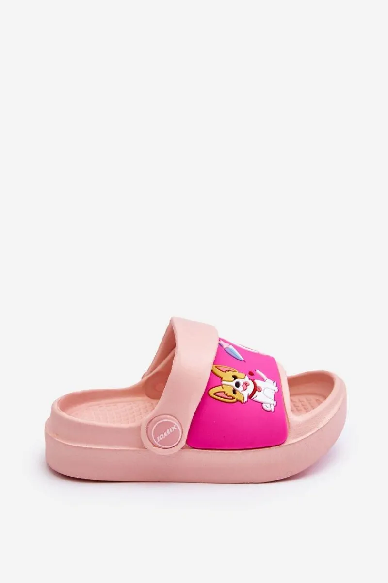 Boto Lekkie Dziecięce Klapki Sandałki Z Motywem Pieska Różowe Rico