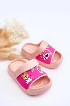 Boto Lekkie Dziecięce Klapki Sandałki Z Motywem Pieska Różowe Rico