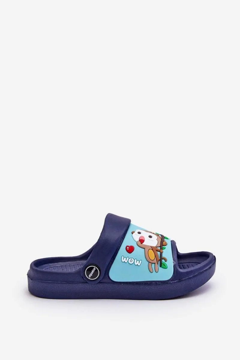 Online Lekkie Dziecięce Klapki Sandałki Z Motywem Zwierzątka Granatowe Rico Dzieci Chłopięce|Chłopięce