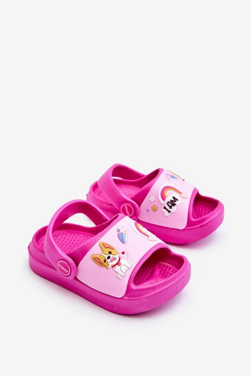Hot Lekkie Dziecięce Klapki Sandałki Z Motywem Pieska Fuksja Rico Dzieci Dziewczęce|Dziewczęce