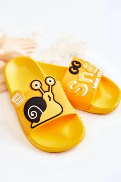 Chłopięce|Dziewczęce>Boto Lekkie Dziecięce Klapki Żółte Snail