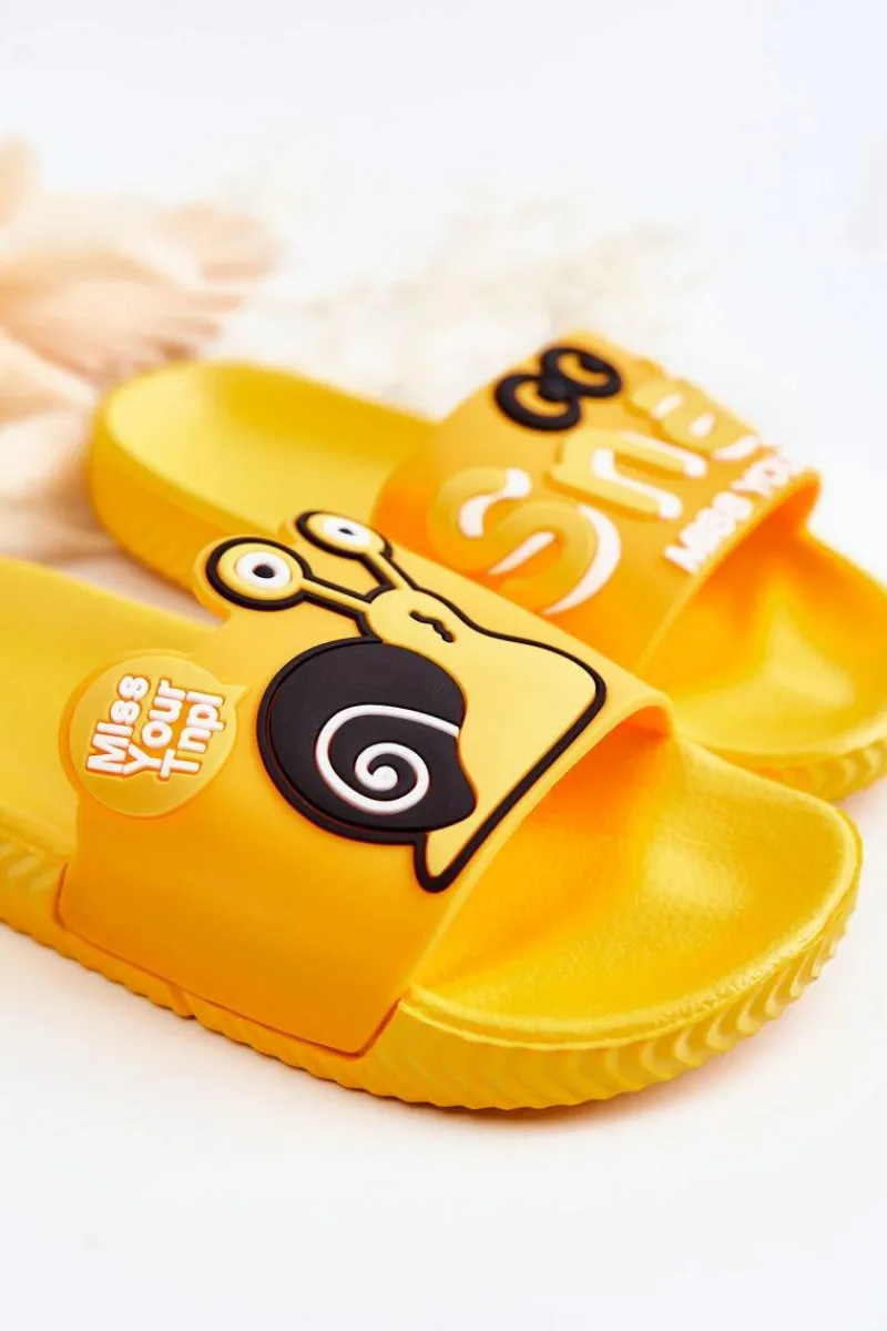 Chłopięce|Dziewczęce>Boto Lekkie Dziecięce Klapki Żółte Snail