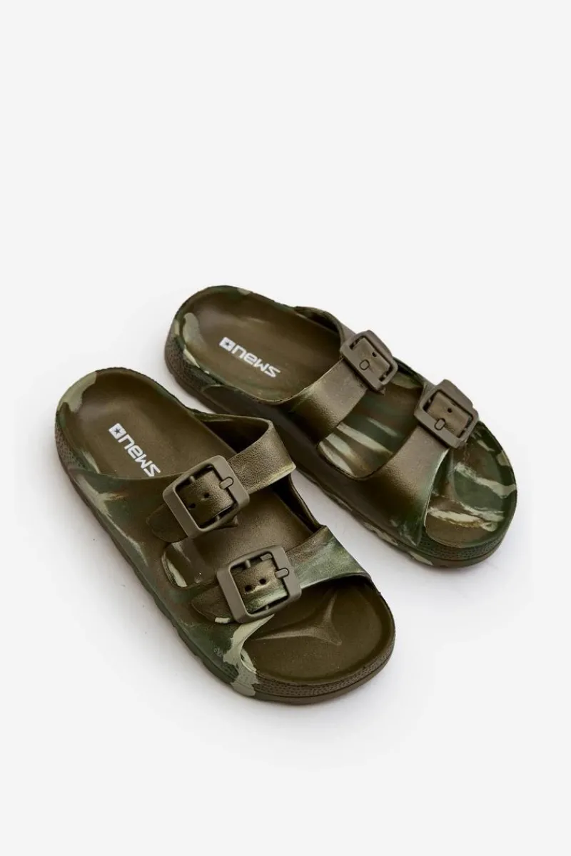 New Lekkie Klapki Chłopięce Piankowe Z Klamrami Ciemnozielone Adirnaca Dzieci Chłopięce