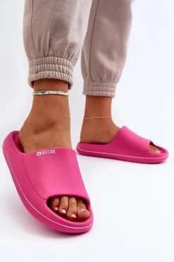 New Lekkie Klapki Damskie Big Star NN274A041 Fuksja Damskie Klapki Damskie Big Star|Klapki Basenowe