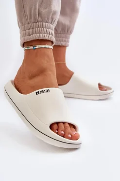 Sale Lekkie Klapki Damskie Big Star NN274A043 Białe Damskie Klapki Damskie Big Star|Klapki Basenowe