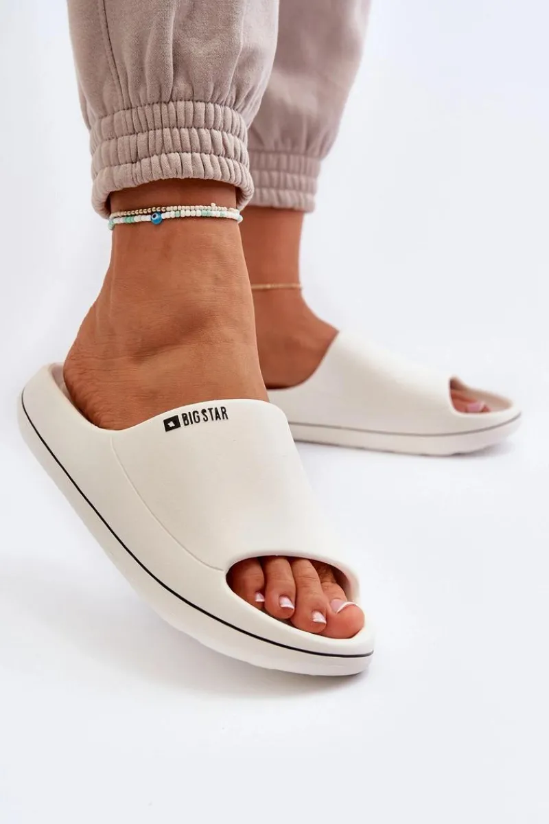 Sale Lekkie Klapki Damskie Big Star NN274A043 Białe Damskie Klapki Damskie Big Star|Klapki Basenowe