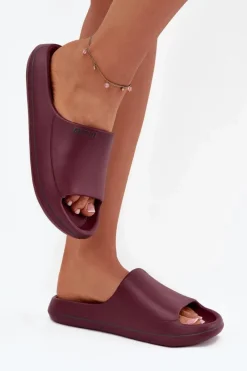 Klapki Damskie Big Star|Klapki Basenowe>Big Star Shoes Lekkie Klapki Damskie Big Star SS274422 Bordowe Czerwony