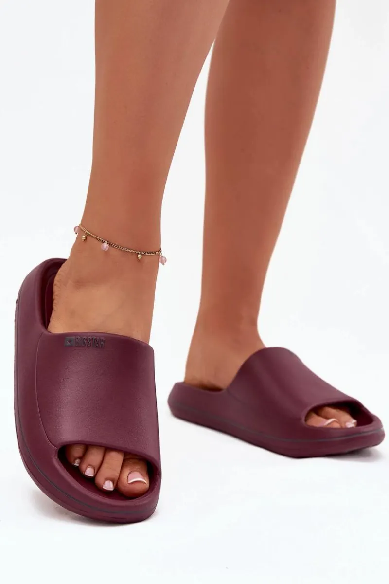 Klapki Damskie Big Star|Klapki Basenowe>Big Star Shoes Lekkie Klapki Damskie Big Star SS274422 Bordowe Czerwony