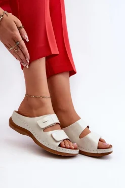 New Lekkie Klapki Damskie Z Eko Skóry Srebrne Frellia Damskie Klapki Damskie Klasyczne