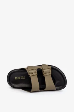 Online Lekkie Klapki Męskie Z Klamrami Big Star NN174592 Ciemnozielone Męskie Klapki Męskie Big Star|Klapki Męskie Klasyczne