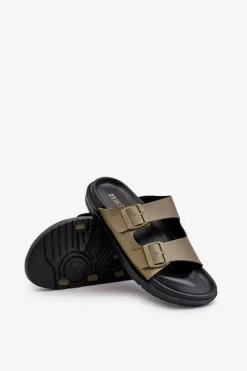 Online Lekkie Klapki Męskie Z Klamrami Big Star NN174592 Ciemnozielone Męskie Klapki Męskie Big Star|Klapki Męskie Klasyczne