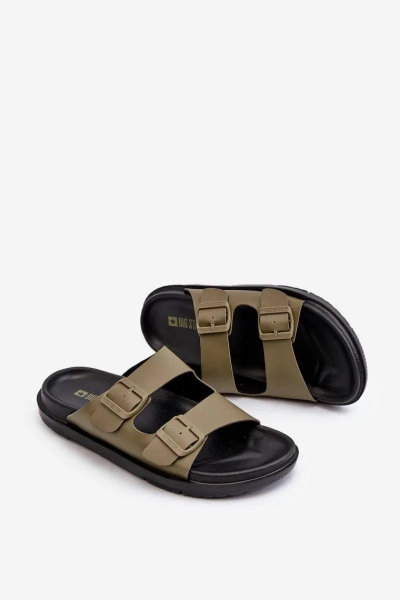 Online Lekkie Klapki Męskie Z Klamrami Big Star NN174592 Ciemnozielone Męskie Klapki Męskie Big Star|Klapki Męskie Klasyczne