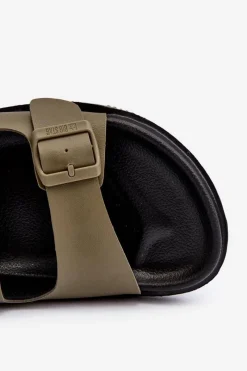 Online Lekkie Klapki Męskie Z Klamrami Big Star NN174592 Ciemnozielone Męskie Klapki Męskie Big Star|Klapki Męskie Klasyczne