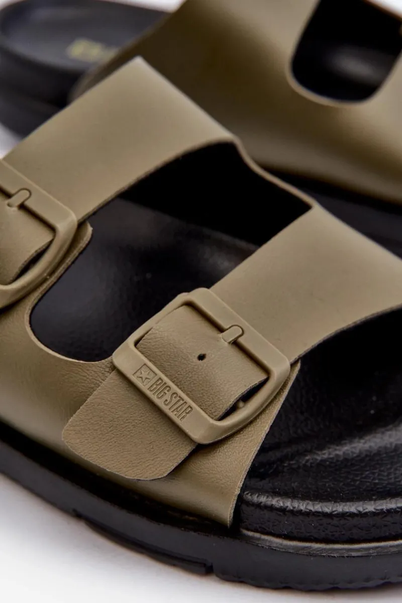 Online Lekkie Klapki Męskie Z Klamrami Big Star NN174592 Ciemnozielone Męskie Klapki Męskie Big Star|Klapki Męskie Klasyczne