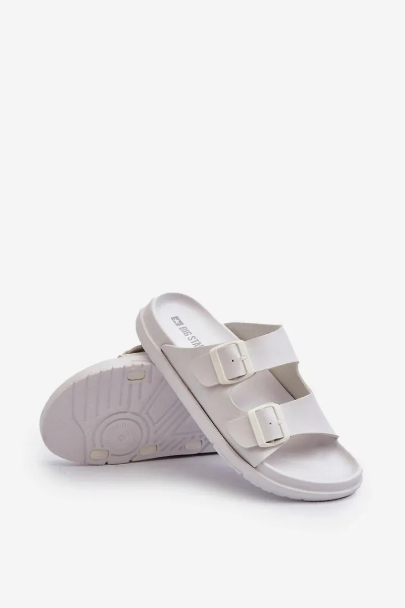 Hot Lekkie Klapki Męskie Z Klamrami Big Star NN174594 Białe Męskie Klapki Męskie Big Star|Klapki Męskie Klasyczne