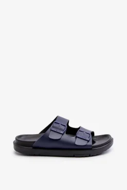 Klapki Męskie Big Star|Klapki Męskie Klasyczne>Big Star Shoes Lekkie Klapki Męskie Z Klamrami Big Star NN174593 Granatowe Niebieski