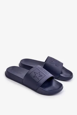 Sale Lekkie Klapki Męskie Z Logo Big Star OO174031 Granatowe Męskie Klapki Męskie Big Star|Klapki Męskie Klasyczne