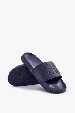 Sale Lekkie Klapki Męskie Z Logo Big Star OO174031 Granatowe Męskie Klapki Męskie Big Star|Klapki Męskie Klasyczne