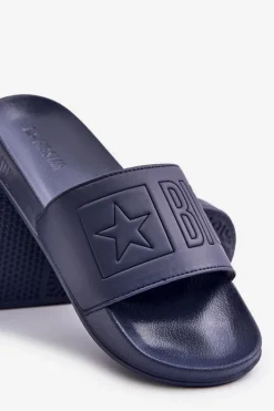 Sale Lekkie Klapki Męskie Z Logo Big Star OO174031 Granatowe Męskie Klapki Męskie Big Star|Klapki Męskie Klasyczne