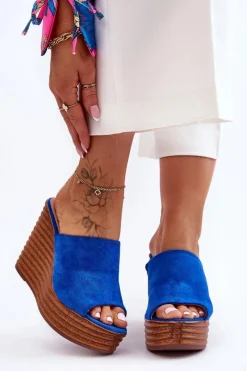 Outlet Lekkie Klapki Na Masywnej Platformie Niebieskie Good Vibe Damskie Klapki Na Koturnie|Klapki Na Platformie