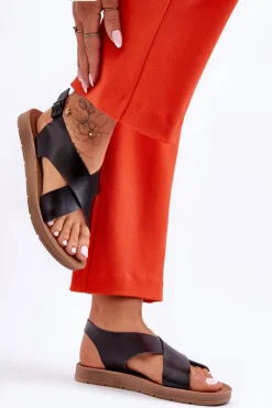 Sandały Płaskie>Boto Lekkie Klasyczne Sandały Damskie Czarne Lenny