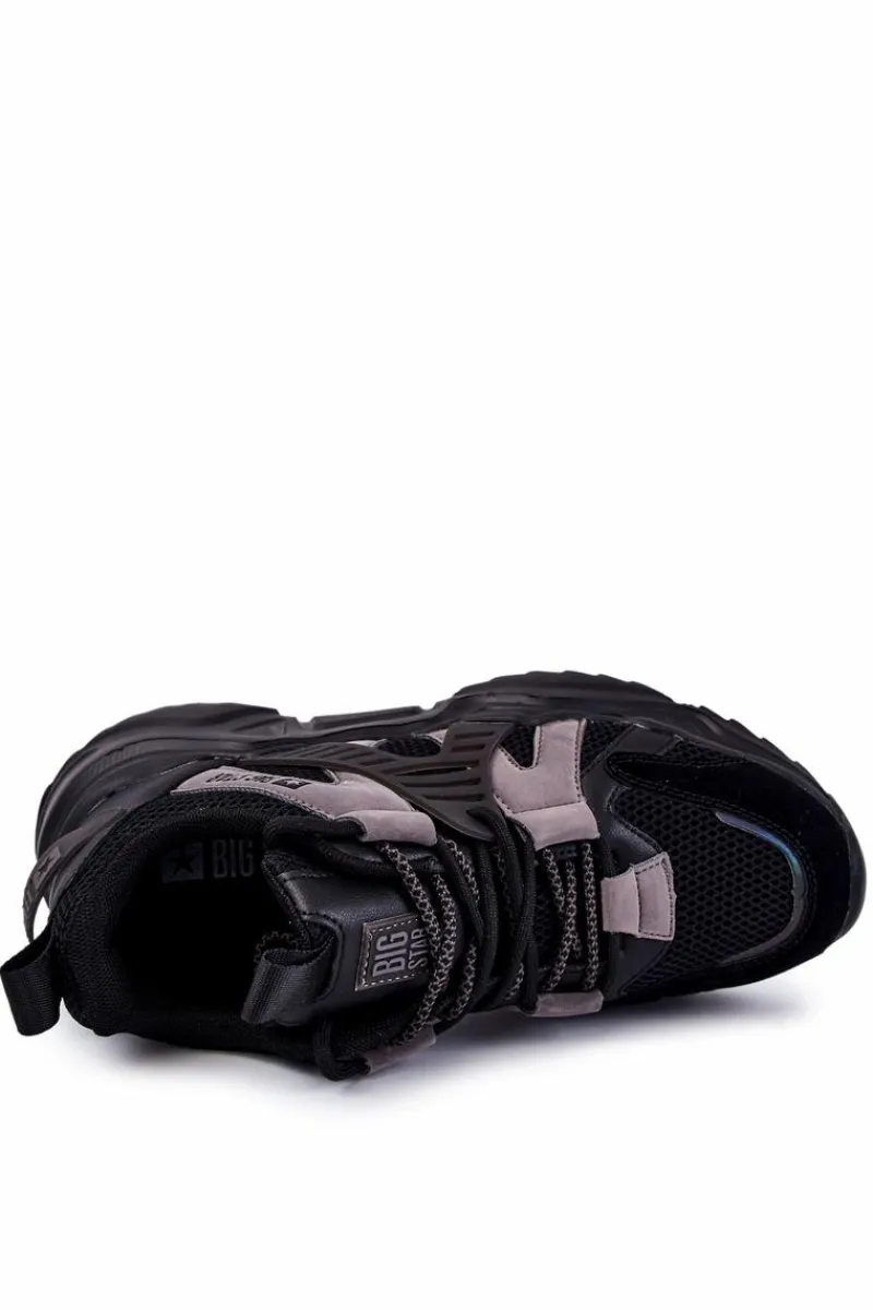 Obuwie Sportowe Męskie>Big Star Shoes Lekkie Męskie Sportowe Buty Big Star KK174054 Czarne Czarny