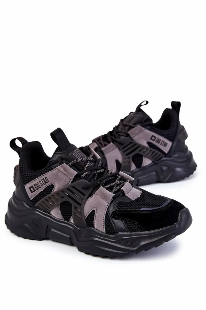 Obuwie Sportowe Męskie>Big Star Shoes Lekkie Męskie Sportowe Buty Big Star KK174054 Czarne Czarny