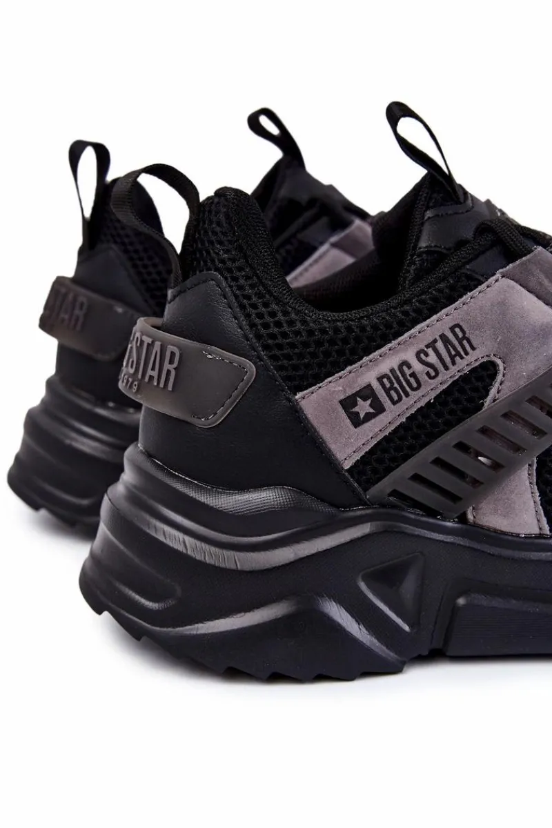Obuwie Sportowe Męskie>Big Star Shoes Lekkie Męskie Sportowe Buty Big Star KK174054 Czarne Czarny