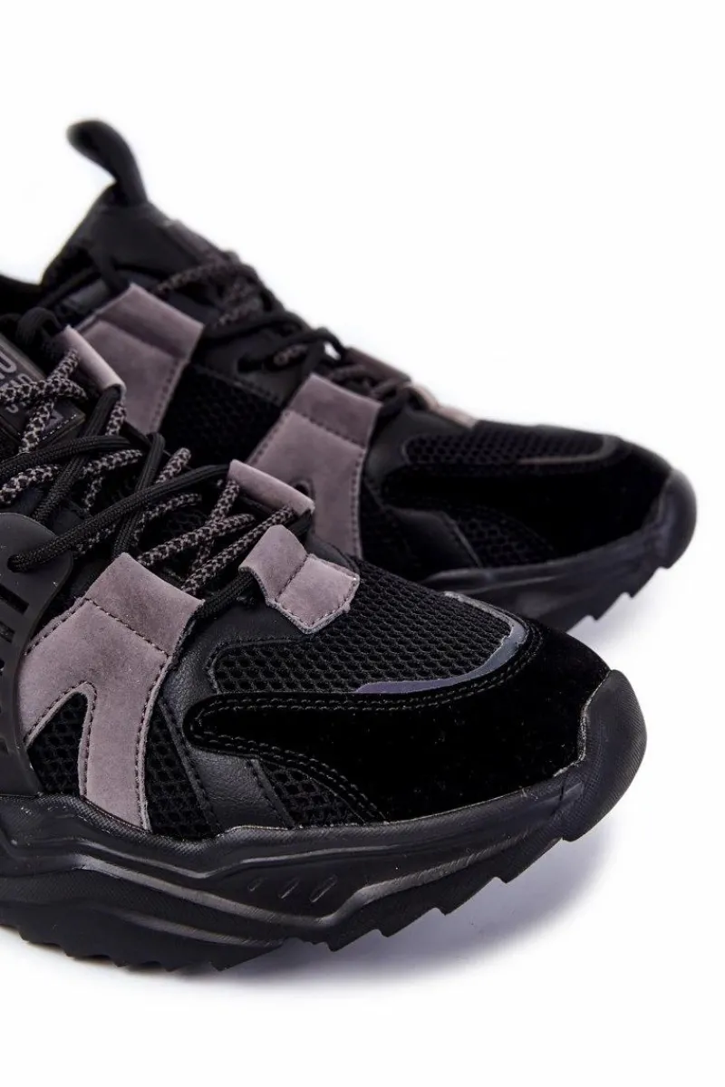 Obuwie Sportowe Męskie>Big Star Shoes Lekkie Męskie Sportowe Buty Big Star KK174054 Czarne Czarny