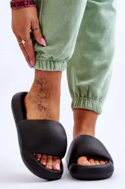 Outlet Boto Lekkie Piankowe Damskie Klapki Na Platformie Czarne Milton