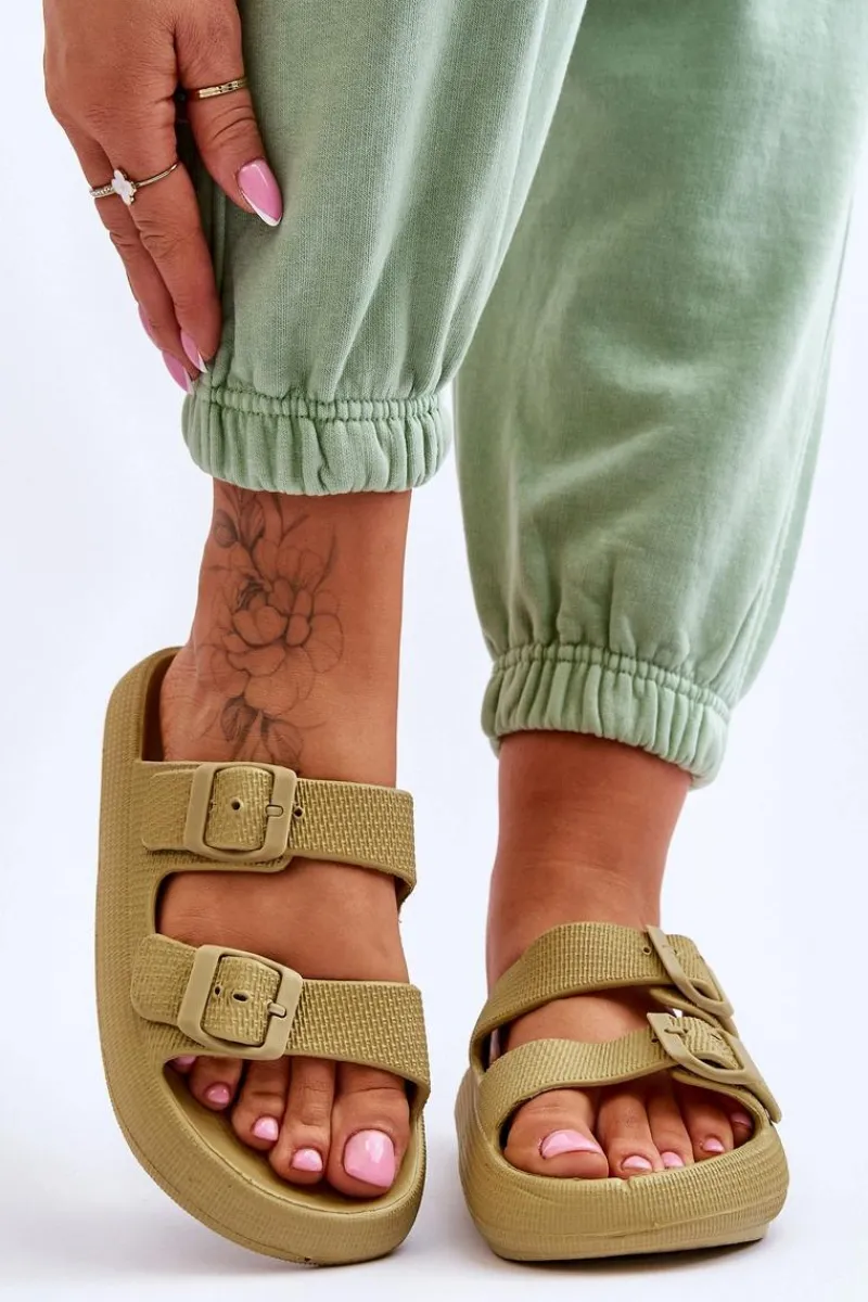 Discount Boto Lekkie Piankowe Damskie Klapki Zielone Cleve