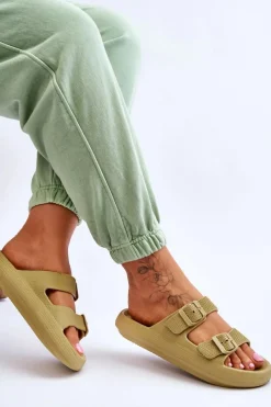 Discount Boto Lekkie Piankowe Damskie Klapki Zielone Cleve